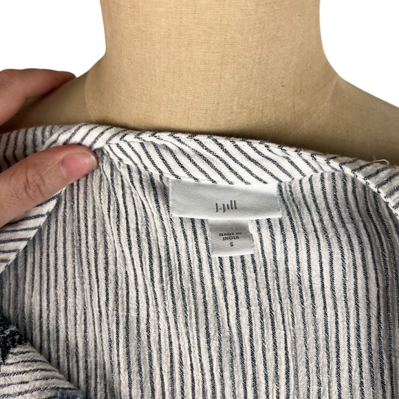 J. Jill Ocean Breeze blue and white striped embroidered long-sleeve dress SZ S - Picture 6 of 10